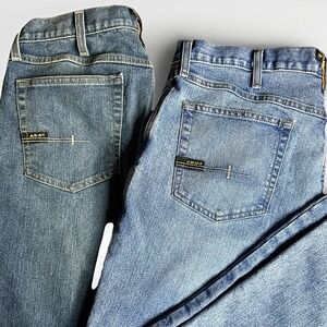 Lot of 2 Ariat Rebar M4 Relaxed Boot Jeans Mens 35x30 Blue Denim Western Cowboy
